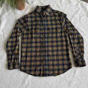 Goodfellow & Co Black and Yellow Plaid Casual Shirt Size S